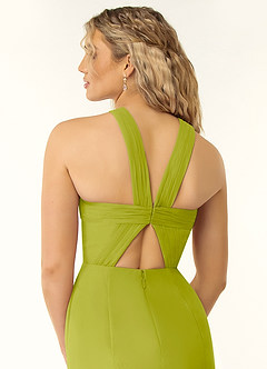 Azazie Rue Bridesmaid Dresses Lemongrass A-Line Halter Chiffon Dress image3