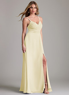 Azazie Terese Bridesmaid Dresses Lemon Sorbet A-Line Pleated Chiffon Dress image3