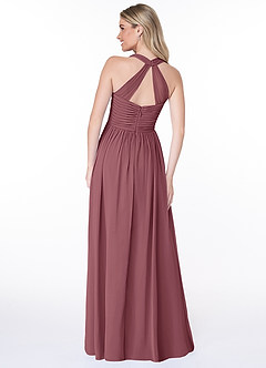 Azazie Jaclyn At-home Try On Dresses Desert Rose A-Line Pleated Chiffon Dress image2