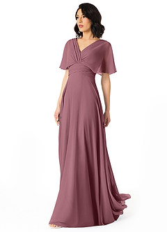 Azazie Pamela Bridesmaid Dresses Amethyst A-Line V-Neck Pleated Chiffon Dress image3