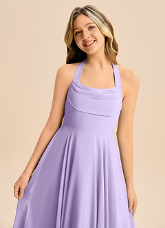 Azazie Kady Junior Vestido de Lila de Gasa de Corte en A con Escote de Corazón image6