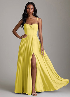 Azazie Akiko Vestidos de madrinha de casamento Vestido Canário de Chiffon de Linha A com Decote Coração image3
