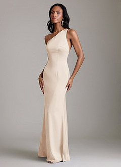 Azazie Voni Abiti da Damigella Abito Sirena in Raso Elasticizzato Monospalla Alabastro Bianco image6