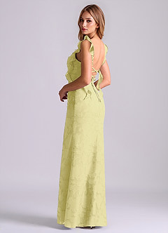 Azazie Jessamine Final Sale Lemon Sorbet Mermaid Corset Floral Burnout Dress image2