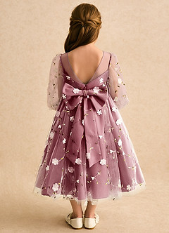 Azazie Elowen Flower Girl Dresses Merlot A-Line Sweetheart Neckline Lace Dress image2