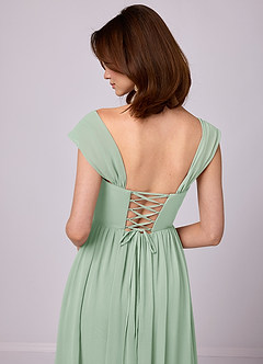 Barbie ♥ Azazie Bridesmaid Dresses Agave A-Line Corset Chiffon Dress image7