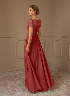 Azazie Adina Mother of the Bride Dresses Rust A-Line Boatneck Sequins Chiffon Dress image2