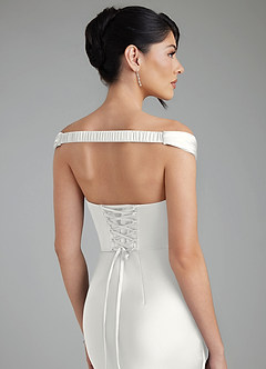 Azazie Stella Robes de demoiselle d'honneur Robe Fourreau Convertible en Satin extensible Corset Blanc image9