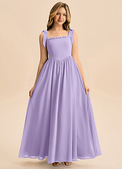 Azazie Delia Junior Robe Trapèze en Mousseline de soie Arc Lilas image3