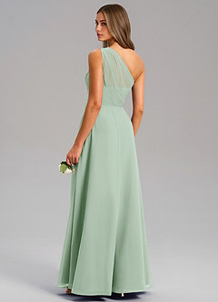 Azazie Phaedra Bridesmaid Dresses Agave A-Line One Shoulder Chiffon Dress image7