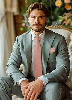 front Metallic Satin Wide Tie & Pocket Square & Cuff Links Set