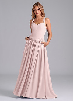 Azazie Francis Brautjungfernkleider A-Linie Korsett Chiffon Kleid Zartrosa image1
