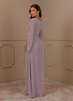 Azazie Belinda Mother of the Bride Dresses Dusk A-Line V-Neck Pleated Chiffon Dress image4