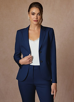 front Whitney Blue Structured Stretch Blazer