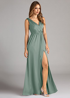 Azazie Tanicia Brudtärnklänningar Klä av A-Linje i Stretch Satin Plisserad Silversalvia image4