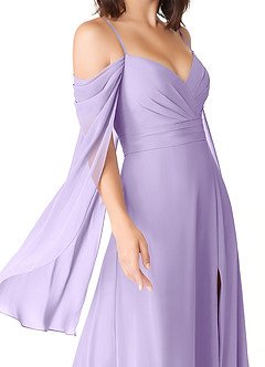 Azazie Cienna Bridesmaid Dresses Lilac A-Line Off the Shoulder Chiffon Dress image6