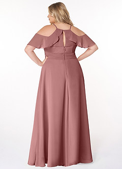 Azazie Dakota Abiti da Damigella Abito A-Line in Chiffon con Scollo a V a Pieghe Rosa Del Deserto image7