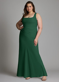 Azazie Agustina Robes de demoiselle d'honneur Robe Sirène en Mousseline de soie Corset Vert Foncé image8
