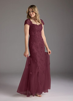Azazie Marbella vestidos de madre de la novia Vestido de Cabernet de Encaje de Sirena con Reina Ana Lentejuelas image2
