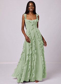 Barbie ♥ Azazie Bridesmaid Dresses Dusty Sage A-Line with Pockets Chiffon Dress image4