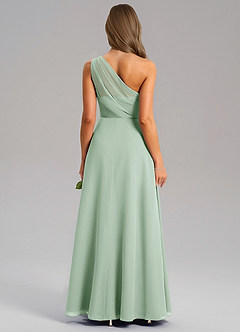 Azazie Phaedra Bridesmaid Dresses Agave A-Line One Shoulder Chiffon Dress image2