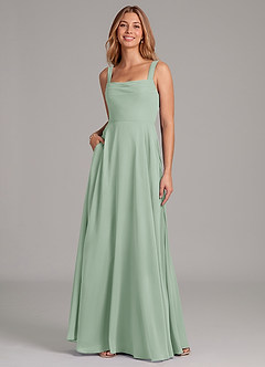 Azazie Shaude Bridesmaid Dresses Agave A-Line Pleated Chiffon Dress image3