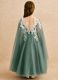 Azazie Dandelion Flower Girl Dresses Eucalyptus Ball-Gown Lace Dress image2