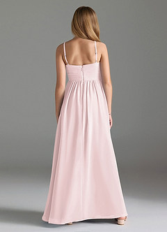Azazie Alia Junior Blushing Pink A-Line Pleated Chiffon Dress image2