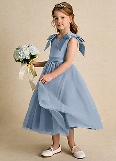 Azazie Serene Flower Girl Klänningar Klänning Balklänning i Matt satäng Rosett image2