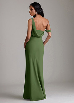 Azazie Madelyn Bridesmaid Dresses Olive Mermaid One Shoulder Chiffon Convertible Dress image2
