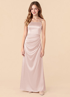 Azazie Renna Junior Blushing Pink Mermaid Pleated Stretch Satin Dress image5