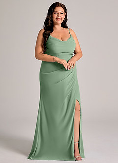 Azazie Deandra Bridesmaid Dresses Matcha Mermaid Pleated Chiffon Dress image10