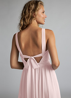 Azazie Aziza Bridesmaid Dresses Blushing Pink A-Line V-Neck Pleated Chiffon Dress image6
