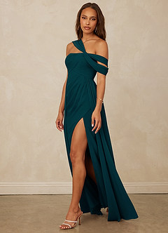 Christian Siriano Bridal for Azazie 1014 Bridesmaid Dresses Pine A-Line Off the Shoulder Chiffon Dress image8