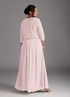 Azazie Ainsling Mother of the Bride Dresses Blushing Pink A-Line Square Neckline Lace Chiffon Dress image17