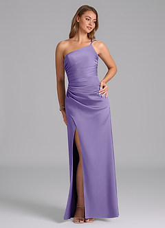 Azazie Eren Vestidos de madrinha de casamento Vestido Taiti de Cetim elástico de sereia com Ombro Único image4