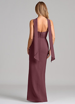 Azazie Calandra Robes de demoiselle d'honneur Robe Fourreau en Mousseline de soie Plissée Sangria image2