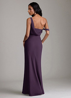 Azazie Madelyn Bridesmaid Dresses Plum Mermaid One Shoulder Chiffon Convertible Dress image2