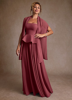 Azazie Josabeth Kleider für die Brautmutter A-Linie Plissee Chiffon Kleid Merlot image2