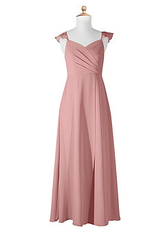 Azazie Amada Junior Dusty Rose A-Line Ruched Chiffon Dress image5