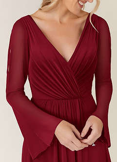 Azazie Teraso Abiti per la Madre della Sposa Abito A-Line in Maglia Plissettato Borgogna image7