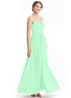 Azazie Cora Bridesmaid Dresses Mint Green A-Line Pleated Chiffon Dress image4