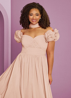 Barbie ♥ Azazie Bridesmaid Dresses English Rose A-Line Off the Shoulder Chiffon Convertible Dress image20