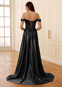 Rowane Black Corset Rhinestone Sheer Lace Prom Dress image2