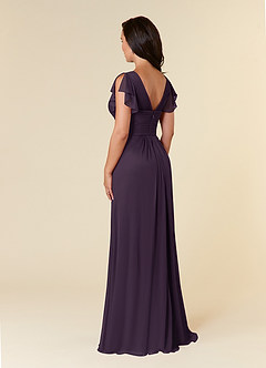 Azazie Reneya Mother of the Bride Dresses Plum A-Line Pleated Mesh Dress image3