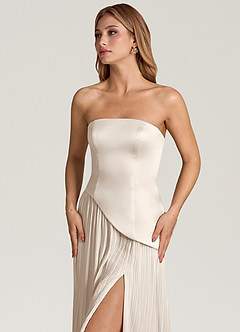 Azazie Tierney Bridesmaid Dresses White Alabaster A-Line Strapless Chiffon Convertible Dress image2
