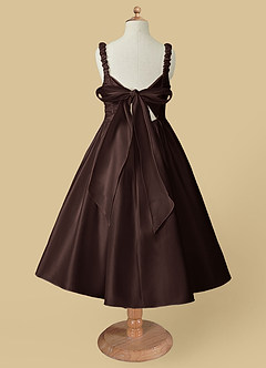 Azazie Cutie Pie Flower Girl Dresses Ganache A-Line Pleated Matte Satin Dress image5