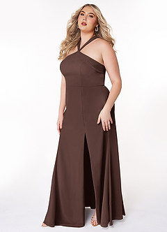 Azazie Rue Bridesmaid Dresses Ganache A-Line Halter Chiffon Dress image9