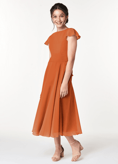 Azazie Payton Junior A-Linie Schleifen Chiffon Kleid Kanel image4