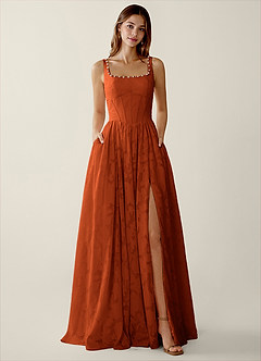 Megan Paprika Lace A-line Prom Dress image3